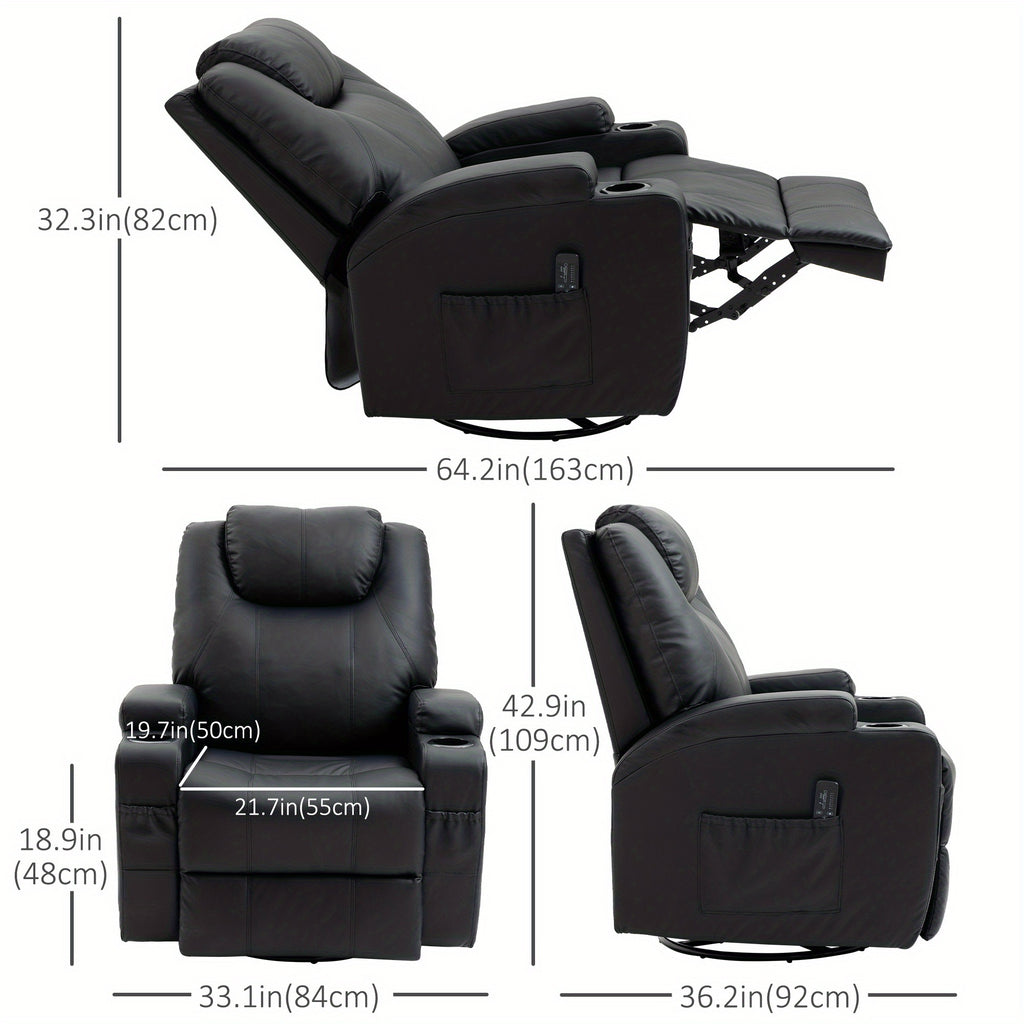Obsidian Hide Recliner Chair with 8 Vibration Points