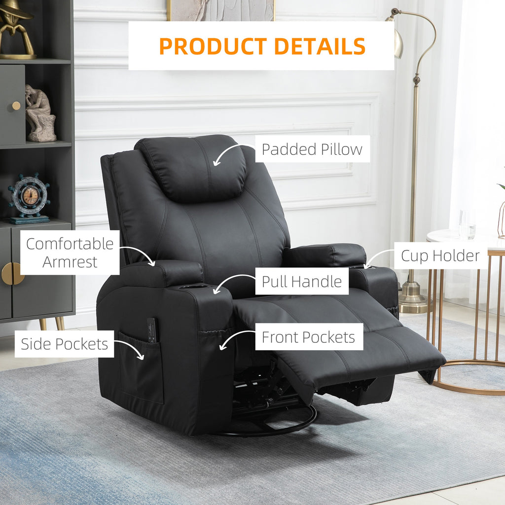 Obsidian Hide Recliner Chair with 8 Vibration Points