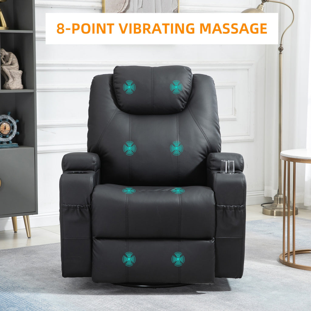 Obsidian Hide Recliner Chair with 8 Vibration Points
