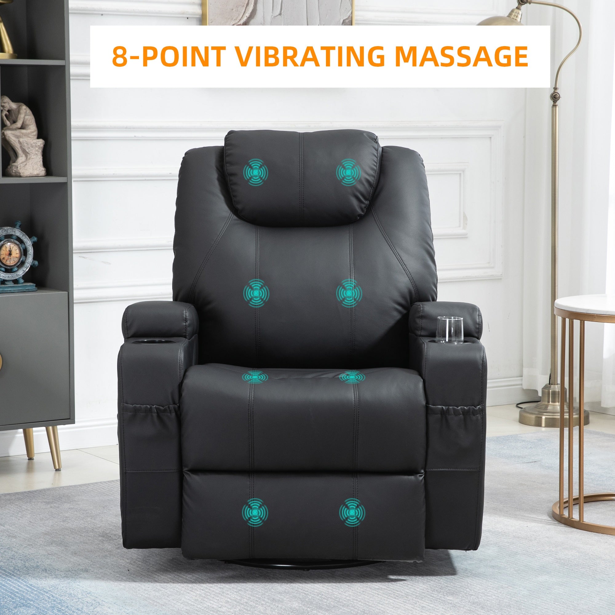 Obsidian Hide Recliner Chair with 8 Vibration Points